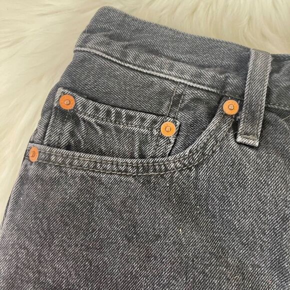 Levi's 501 Washed Black Denim High Waist Cutoff Shorts Sz 27 - Picture 4 of 8